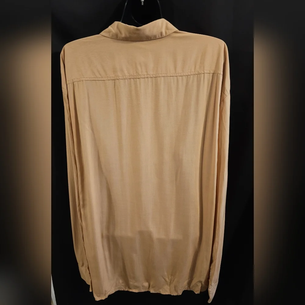 Skims Cover-ups Long Sleeve Button-up Shirt Ochre Size 2X TP-SHR-3483